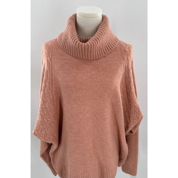 Topshop Tawny Peach Cowl Neck Sweater Batwing Turtleneck Slouchy 6 S M - Picture 1 of 8